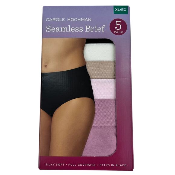 Carole Hochman 5 Pack Seamless Brief Panties XL/EG Full Coverage Silky Soft - Picture 1 of 2